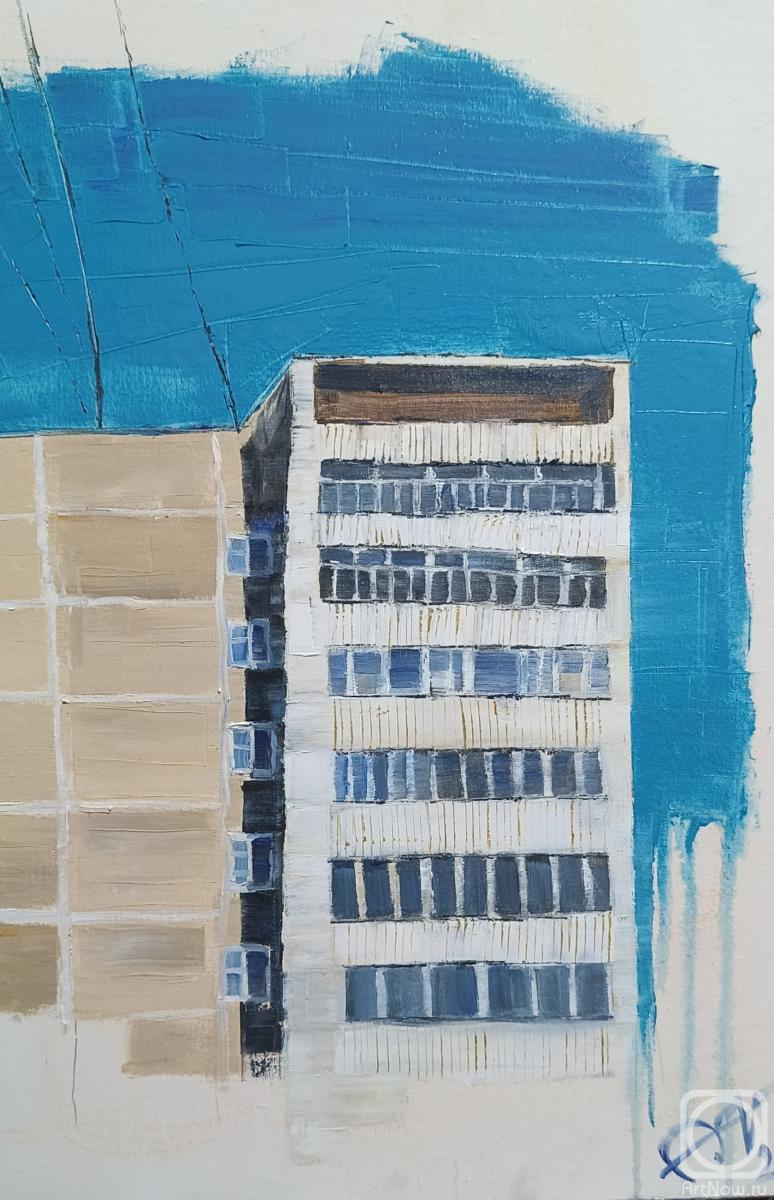 Aparina Olga. Bregnev style building in the sunlight