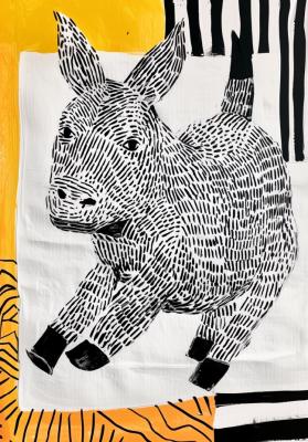 Abstraction with a cheerful horse. Limited edition poster (1/5). Size: 42*60 cm (16,5*23,4 inches). Dudchak Vladlena