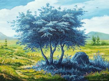 Landscape with blue tree