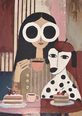 Lovers of coffee. Cherchil Anna