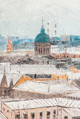 Roofs of St. Petersburg. View of the Kazan Cathedral (Painting In Kazan). Lorti Dzhoui