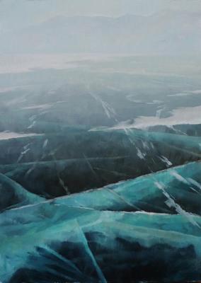 Blowing snow on the ice of Lake Baikal. Bryansky Andrei