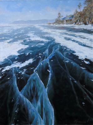 Ice of Lake Baikal. Listvyanka village. Bryansky Andrei
