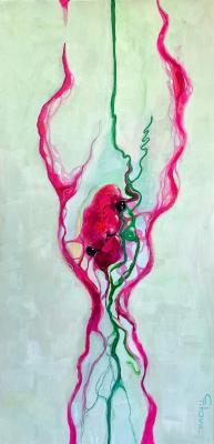 Breath - vertical abstract painting 30×60 cm for contemporary interiors. Titova Svetlana