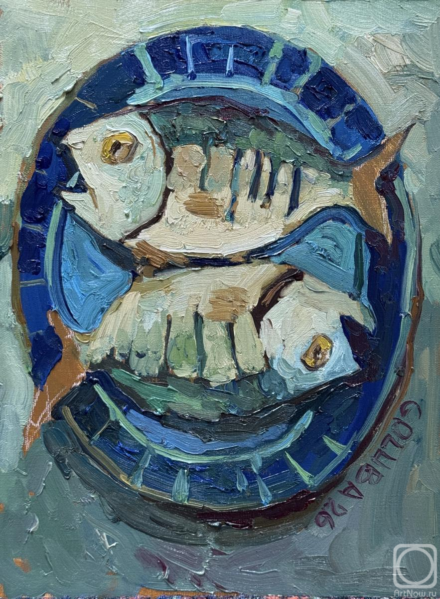 Golub Anna. Fishes on a blue plate