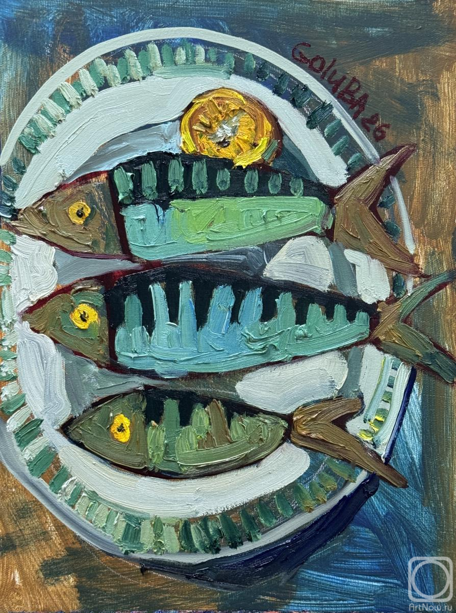 Golub Anna. Fish on a White Plate