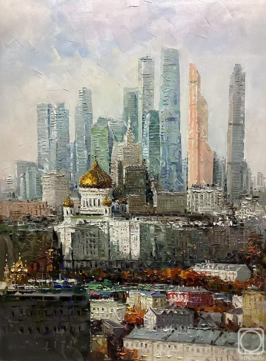 Vevers Christina. Moscow was built over centuries. View of Moscow City, the Christ the Savior Cathedral, and the Ukraina Hotel