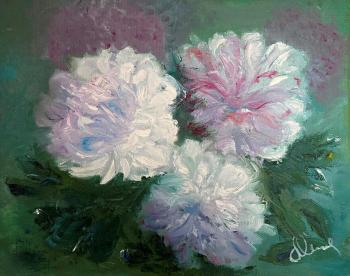 Large peonies on a dark background