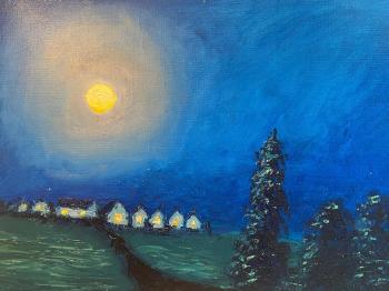 Moonlit night over the village