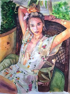 Relaxation in the summer garden. Shulyanskaya Darya