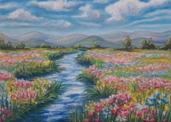 River and blooming meadows
