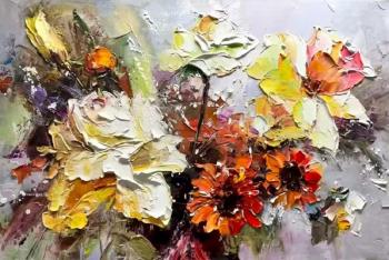 Nature's Poem. A Bouquet of Roses and Wildflowers
