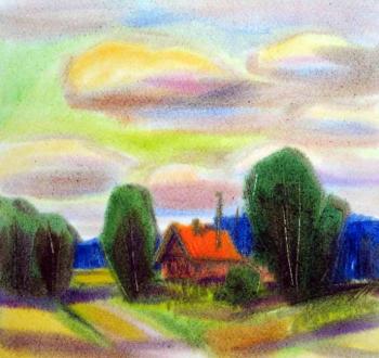 House with red roof. Knecht Aleksander