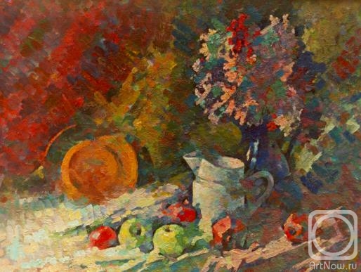 Makhnev Yuri. Still life with fruits and old flowers
