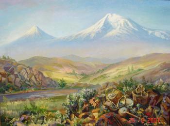 Ararat with national attributes of culture. Khachatryan Meruzhan