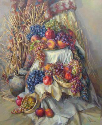 The Armenian still-life with grapes and pomegranates (Appetizing Fruits). Khachatryan Meruzhan