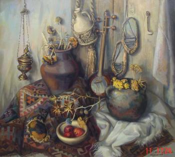 The Armenian still-life with a vessel for burning incense (Armenian Painter). Khachatryan Meruzhan