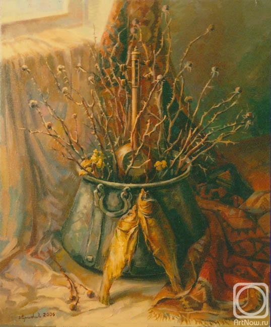 Khachatryan Meruzhan. Still-life with dried roses and dried up fishes