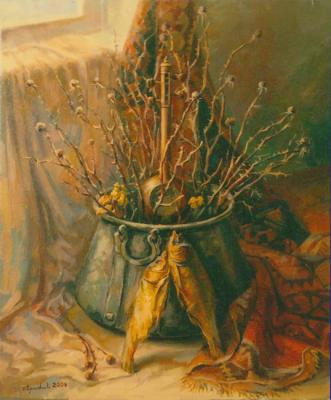 Still-life with dried roses and dried up fishes