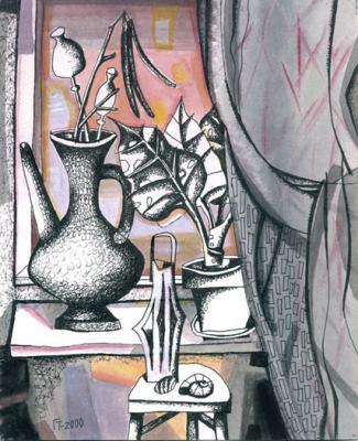 Still-life with a paper small lamp
