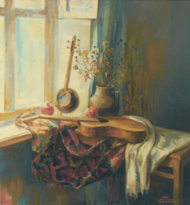 Still-life with a guitar and qyamancha (Pomegranates With A Guitar). Khachatryan Meruzhan