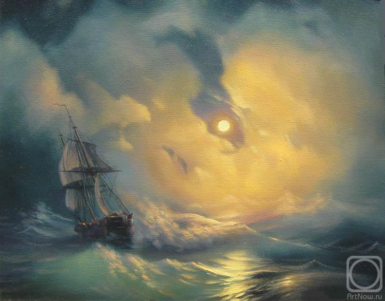 Khachatryan Meruzhan. Copy of the picture of Ayvazovsky "Storm on the sea"