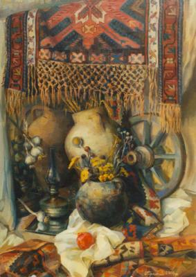 The Armenian still-life with a mirror in the left part