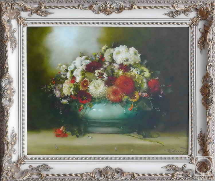 Fedorova Irina. Roses in a blue vase