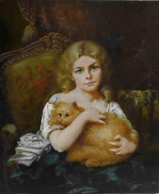 The girl with a cat. Fedorova Irina