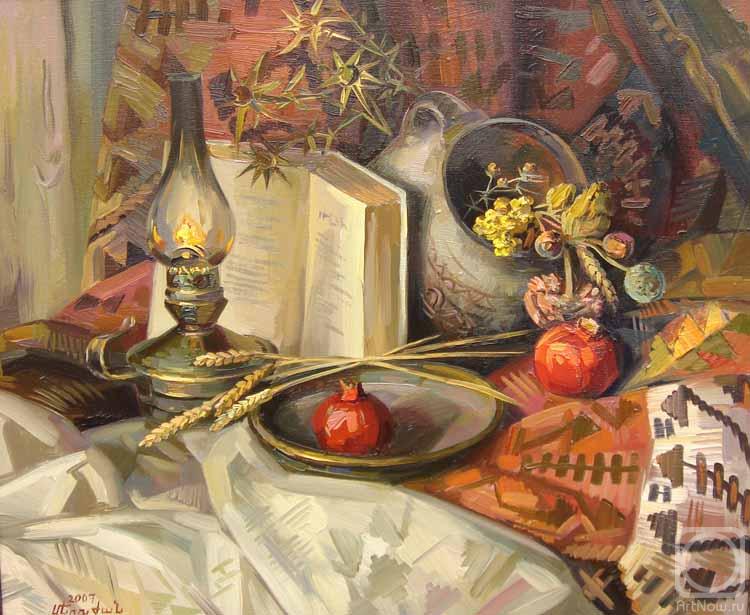 Khachatryan Meruzhan. Still-life with the book and a lamp