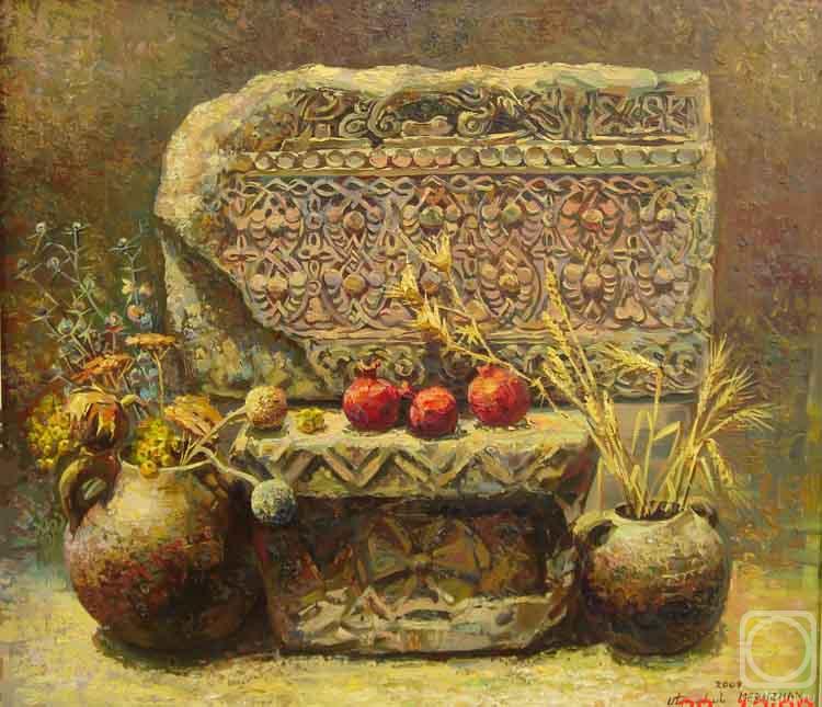Khachatryan Meruzhan. Still-life "Three pomegranates" from the series "Armenian stones"