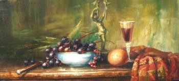 Still life with a glass of wine and grapes. Yekimov Vladimir