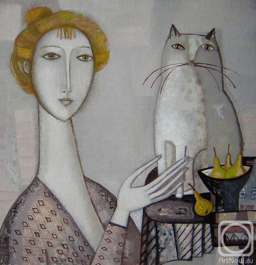 Женщина с кошкой» картина Горшуновой Татьяны (оргалит, масло) — купить на  ArtNow.ru