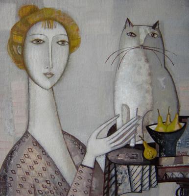 The woman with a cat