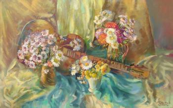 Flowers and a guitar. Khachatryan Meruzhan