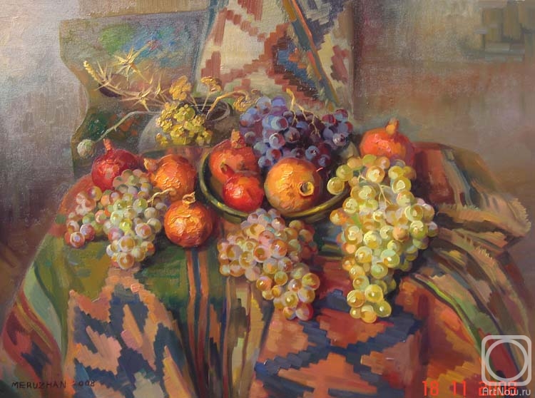 Khachatryan Meruzhan. Still-life, grapes and pomegranates
