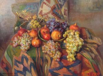 Still-life, grapes and pomegranates