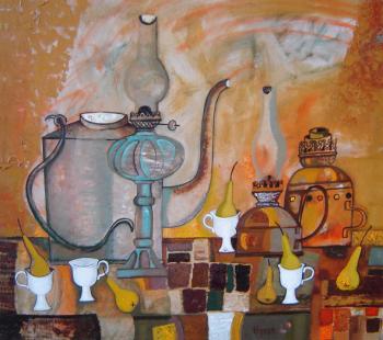 Still-life with white cups