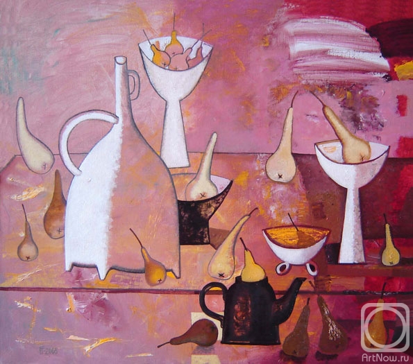 Gorshunova Tatiana. Still-life with pears and white vases