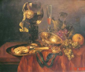 Copy of the picture "Snack" of the Dutch artist, Abraham van Beijeren (  xvll ). Khachatryan Meruzhan