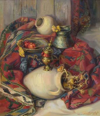 The Armenian still-life with a claret carpet