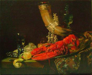 Still life with lobster (  ). Dianov Mikhail