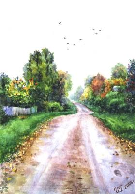 Autumn road (Cold Crude Trees). Green Irina