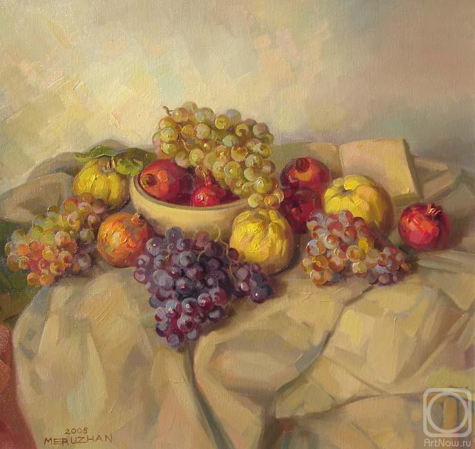 Khachatryan Meruzhan. Still-life with quinces and grapes