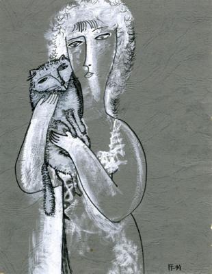 The woman with a cat
