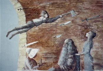 Flying knives (illustration to Prokofieva's fairy tale "Astrel"). Kapralova Irina