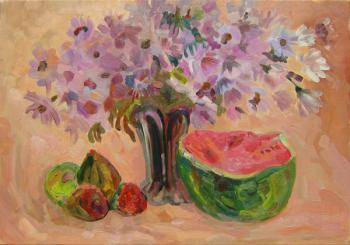 Still life with watermelon and figs. Limonova Elena
