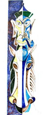 The Horseman. Buryatia. Wooden sculpture. Sketch. Vrublevski Yuri