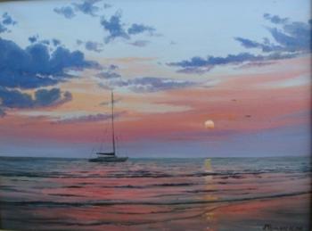 Sunset on the sea,yacht. Chernyshev Andrei