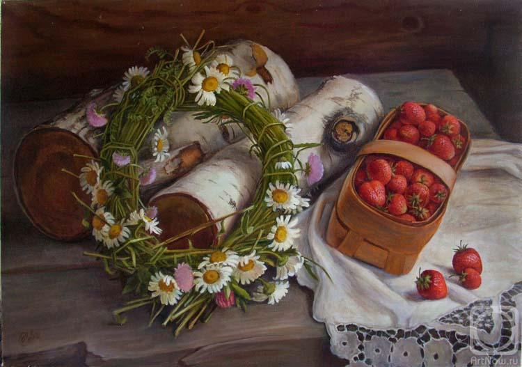 Shumakova Elena. Wreath, firewood and strawberries